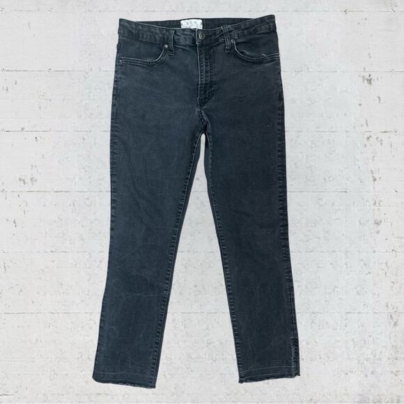 Free People We The Free Raw Edge Split Hem Black Skinny Jeans Size 30 - Picture 2 of 12